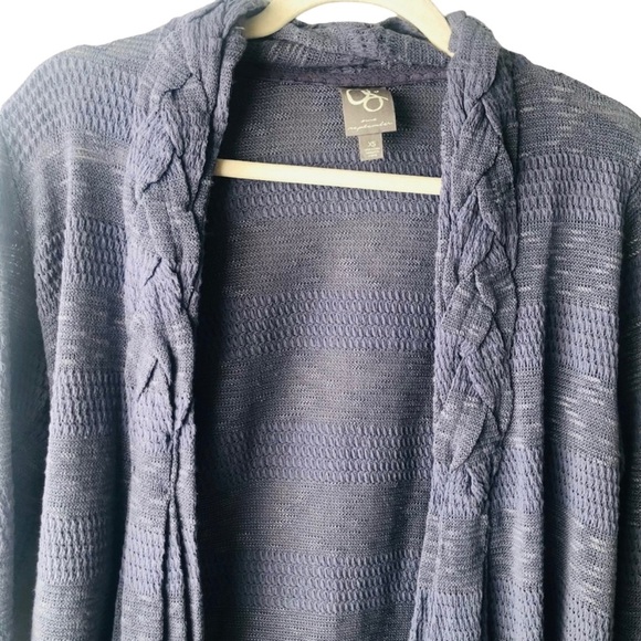 Anthropologie Braided Lapel Open Front Knit Cardigan Sweater Size XS Blue Casual - Picture 3 of 5